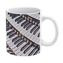 Taza de té de cerámica blanca con teclado, regalo de cumpleaños, tazas de leche y teclado, órgano, iglesia, órgano, música Cassavant, Org 2024 - compra barato