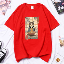 Неко комбинационного серия укиё-э Забавный комикс Печать Женская футболка в стиле «хип-хоп» в готическом стиле Harajuku футболка с изображением якоря футболка 2021 летние женские топы с короткими рукавами 2024 - купить недорого