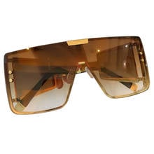 Gafas de sol cuadradas de una pieza para mujer y hombre, lentes de sol negras con gradiente de gran tamaño, de tendencia, de diseñador de marca, con UV400 2024 - compra barato