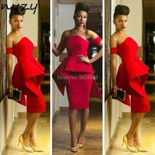 Robe Cocktail Dresses 2020 NYZY C71 Elegant Off Shoulder Africa Celebrity Satin Red Dress for Party Prom Evening Homecoming 2024 - buy cheap