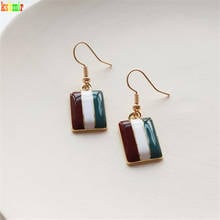 Female Simple Color Strip Temperament Earrings Kshmir 2020 Simple Wind New Earring Oil Painting Color Difference Elegant Lady 2024 - buy cheap