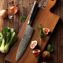 Нож шеф-повара KEEMAKE из дамасской стали, японские кухонные ножи VG10 8 дюймов с лезвием из стали и ручкой из смолы, острый инструмент для резки мяса в подарочной коробке 2024 - купить недорого