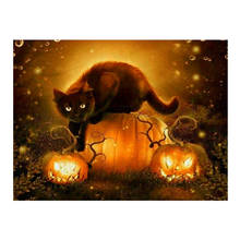 5D diamond painting full diamond new Halloween cartoon cat mosaic embroidery decoration home decoration 2024 - buy cheap