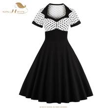 SISHION New Year 2021 Christmas Dress Women SP0606 Cotton Autumn Short Sleeve Green Black Swing Vintage Polka Dot Dress 2024 - buy cheap