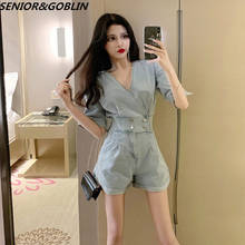 Summer Backless Casual Short Rompers For Women Denim Jumpsuit Jeans Women Denim Rompers V-Neck Sexy Denim Shorts Jumpsuits 2024 - buy cheap