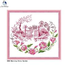 Manhã glória jardim diy ponto cruz kit 14ct 11ct rosa flor padrão bordado bordado kit paisagem decoração pintura 2024 - compre barato