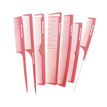 Popular Red Color Hairdressing Barber Comb For Haircut, Antistatic Hairstyling Comb V-007 Carbon Fibre Comb Set For Salon 2024 - buy cheap