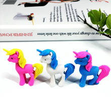 24 pcs Creative cartoon unicorn pony cute animal eraser student stationery school supplies erasers for kids 2024 - buy cheap