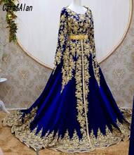 Cara&Alan Caftan Marocain De Soirée Royal Blue Evening Dresses Long Sleeve Applique A Line Prom Dress with Cape Vestidos Formale 2024 - buy cheap