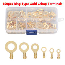 150pcs/set Ring Type Gold Crimp Terminals Non-insulated Assortment Kit 3.2mm-10.2mm Cable Lug Wire Connectors Butt Ring 2024 - buy cheap