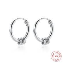 925 Sterling Silver Black Hoop Earrings for Women Round Circle Earring Fashion Piercing Jewelry 2024 - buy cheap