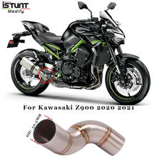 Escape antideslizante GP para motocicleta, tubo de conexión medio de acero inoxidable modificado, silenciador de 51mm para Kawasaki Z900 2020 2021 2024 - compra barato