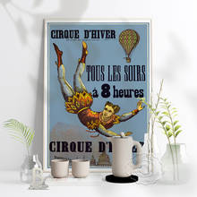 French Circus Vaudeville Cirque D'Hiver Poster, A Man Flying The Air Beneath A Balloon Art Prints, Vintage Nostalgic Home Decor 2024 - buy cheap