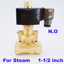 GOGO Normally open 16bar Brass high temperature steam 2 way valve solenoid electric water 1 1/2 12V DC Orifice 35mm PTFE 2024 - buy cheap