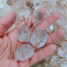 Reiki Healing Raw Rock Mineral Nuggets Clear Quartz Pendant Gold Color Wire Wrapped Stone Natural White Crystal Pendants Femme 2024 - buy cheap