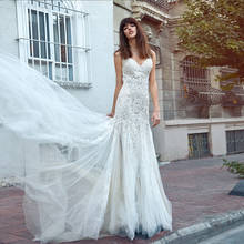 Сексуальное свадебное платье русалки с глубоким v-образным вырезом и открытой спиной, с аппликацией из бисера, на заказ, элегантное платье, Vestido Novia Bohemio 2024 - купить недорого