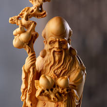 Figuras del Dios de la longevidad, estatua de Buda Feng Shui, decoración clásica de madera de la suerte, estatuas de madera, decoración del hogar, regalo de cumpleaños, 22/34CM 2024 - compra barato