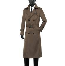 Casaco trench coat masculino modelo inglaterra, primavera outono, dupla breasted, longo, roupas casuais, sobretudo para homens, manga comprida, 9xl 2024 - compre barato