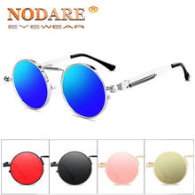 Мужские и женские солнцезащитные очки с круглой металлической оправой NODARE, брендовые трендовые солнцезащитные очки для путешествий, UV400 2024 - купить недорого