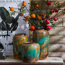 Керамическая ваза в стиле ретро, американские современные минималистичные настольные украшения для гостиной, имитация сушеных цветов, украшение для гостиной 2024 - купить недорого