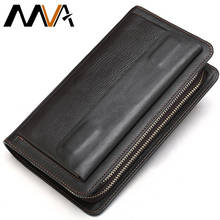MVA Clutch Male Men's Wallet Genuine Leather Double Zipper Men's Clutch Bags purse for men Passport/Phone Wallets for credit car 2024 - buy cheap