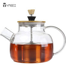 YMEEI 1L Glass Teapot With Stainless Steel Infuser Heated Container Tea Pot Transparent Flower Tea Bamboo Lid Drinkware 2024 - buy cheap