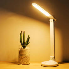 Lámpara LED de escritorio plegable, recargable por USB, protección ocular, atenuación táctil, para lectura, sala de estar, oficina, mesita de noche, 3 colores 2024 - compra barato