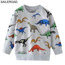 SAILEROAD мультфильм динозавров мальчиков кофты для маленьких детей толстовки одежда 2-7лет осень дети с длинным рукавом рубашки хлопок 2024 - купить недорого