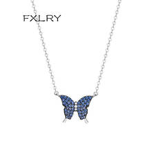 FXLRY Fashion Silver Color Opal Butterfly Pendant Necklace Women Cubic Zirconia Clavicle Chain Party Jewelry 2024 - buy cheap