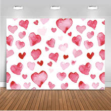 Pink heart Newborn Baby backdrop for photography Valentine background for photo studio portrait Red Heart Watercolor party decor 2024 - buy cheap