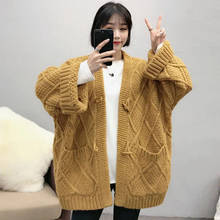 2022 Spring And Autumn Horn Buckle Rhombus Red Knitted Sweater Cardigan Korean Version Of Lazy Student Jacket Female Thick Wool 2024 - buy cheap