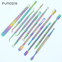 21 Style Rainbow Stainless Steel Nail Cuticle Pusher Tweezer Nail Art Files UV Gel Polish Remove Manicure Care Groove Clean Tool 2024 - buy cheap