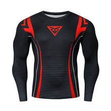 Camiseta masculina de compressão, camiseta da moda de marca para homens, camiseta de compressão de manga comprida, para corrida, musculação e treino, skinny, estampada, tops esportivos 2024 - compre barato