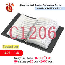 Libro de muestras de condensadores SMD 1206 80valuesX25pcs = 2000pcs 0.5PF ~ 1UF, Kit surtido de condensadores, paquete 2024 - compra barato