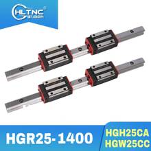 25MM carriles lineales HGR25-1400mm 2 uds + 4 Uds cuadrado carro tipo bloque de rodamiento HGH25CA/HGW25CC para CNC 2024 - compra barato