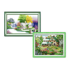 Everlasting Love A Peaceful Cabin Chinese Cross Stitch Kits Ecological Cotton Stamped Printed DIY Christmas Decorations For Home 2024 - buy cheap