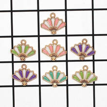 10pcs Transparent Drop Oil Fan Enamel Charms Gold Color Metal Pendants For Jewelry Earring Bracelet DIY Finding XL856 2024 - buy cheap