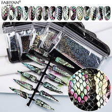 Holographic Shinning Nail Foil Nail Art Transfer Sticker 16Pcs/Pack Scale Leopard Pattern Tips Design Manicure Decoration 4*20cm 2024 - compre barato