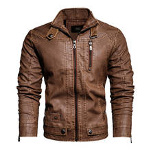 New high quality Leather Jacket Men jaqueta de couro masculina mens leather jacket and Coat Motorcycle Jacket 2024 - buy cheap