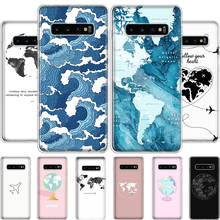 Capa com mapa mundi para viagem, para samsung galaxy s20, s10, s21 ultra, note 10, 20, s9, s8, s7 fe, plus lite, silicone macio, tpu 2024 - compre barato