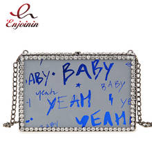 Reflective Laser Letter Box Design Women Party Clutch Evening Bag Purses and Handbags Ladies Shoulder Chain Bag Crossbody Bag 2024 - buy cheap