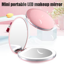 Mini espejo de maquillaje con luz LED, espejo compacto de mano iluminado, redondo, plegable, para viaje en casa, ZG88 2024 - compra barato
