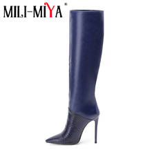 MILI-MIYA New Fashion Women Knee High Boots 10cm 12cm High Heel Pointed Toe Big Size Autumn Winter Shoes for Women 2024 - buy cheap