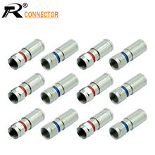 Conector de compresión F resistente a la intemperie, cable COAXIAL RF, adaptador de Soldadura Libre, colores rojo/azul, de cobre RG6/RG59, 12 unids/lote 2024 - compra barato