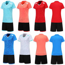 Conjunto de camisa de futebol feminina, camiseta azul de manga curta para mulheres, uniforme de futebol vermelho para senhoras brancas e com nome do logotipo oem diy 2024 - compre barato