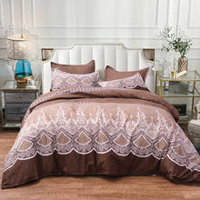 Casa têxtil floral jogo de cama rei rainha tamanho impresso colcha capa linho conjunto com fronha cama dupla não folha 2024 - compre barato