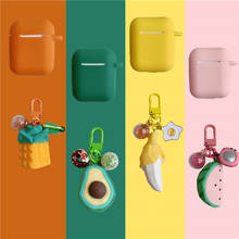 Silicone Case for AirPods 1 2 Cute Protective Cover Bluetooth Earphone Case Accessories with Keychain Avocado Pineapple Pendant 2024 - buy cheap