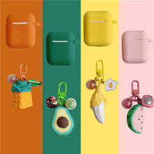 Funda de silicona para AirPods 1 2, funda protectora bonita para auriculares Bluetooth, accesorios con llavero, colgante de aguacate y piña 2024 - compra barato