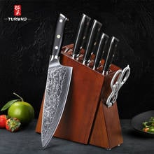 TURWHO 7PCS Pro Kitchen Knives Set Japanese Damascus Steel Knife Best Chef Knife Set With Excellent Acacia Wood/Knife Set holder 2024 - buy cheap