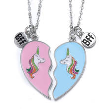 DCARZZ Necklace Best Friends Friendship Unicorn Heart Enamel Pendant Couple Romantic Necklace Comics Trendy Jewelry Women Gift 2024 - buy cheap